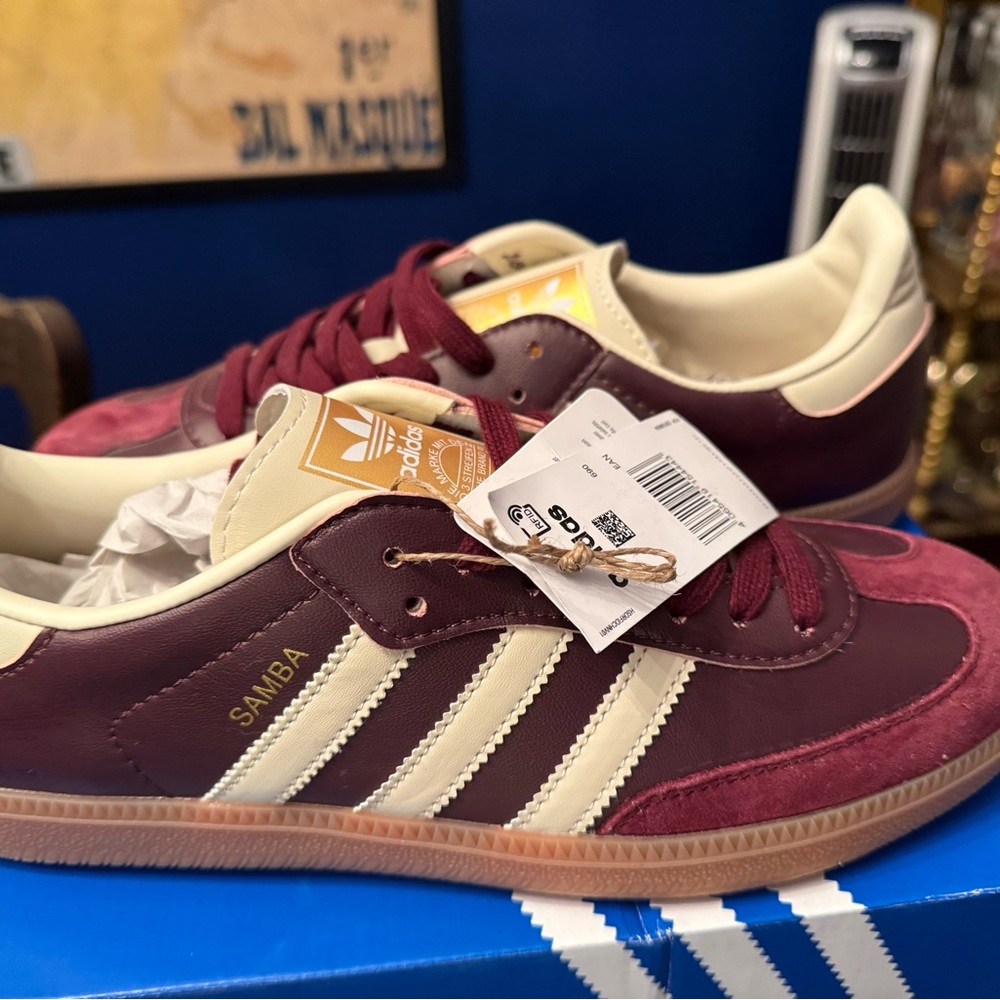 Adidas OG Samba Women’s Maroon and Cream Sneakers NEW size US9